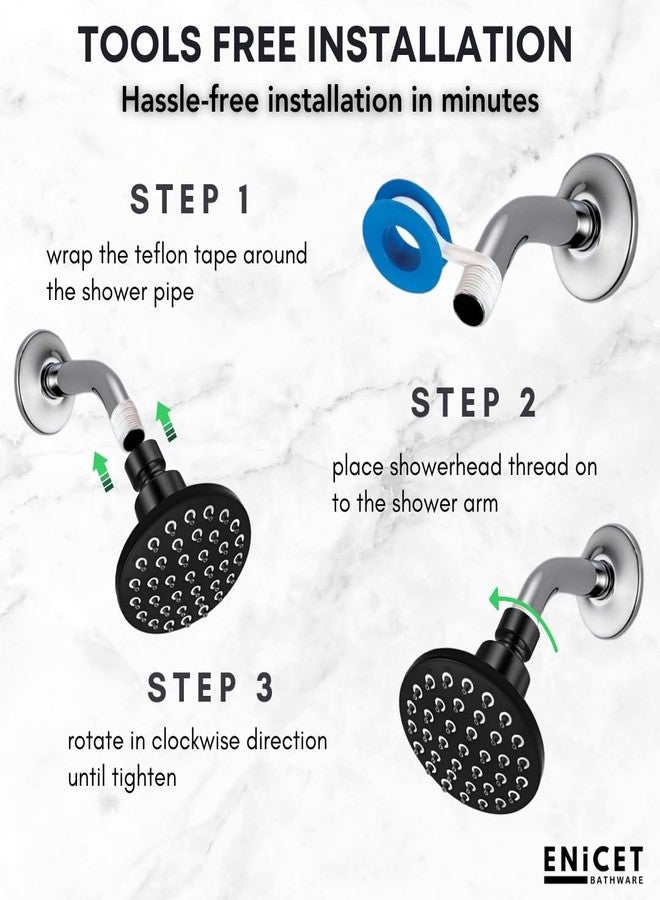 ENICET رأس دش ENICET ABS للحمام، دش مطري علوي 4 بوصة، فوهات مطاطية ناعمة سهلة التنظيف، بدون ذراع، ضغط عالٍ، ضمان لمدة عام واحد (AE150) - Image 2